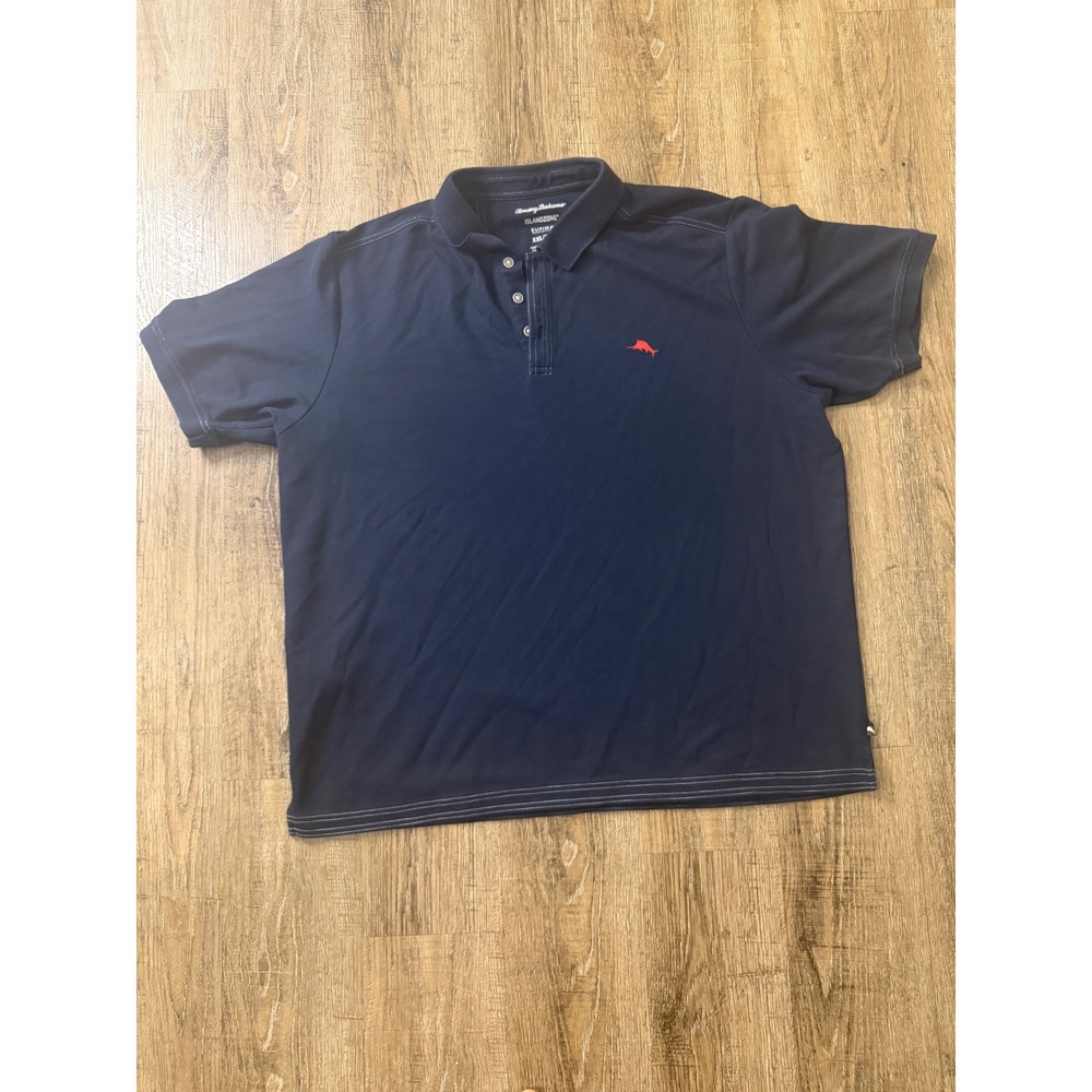 Tommy Bahama IslandZone Supima Cotton Polo Shirt Navy Blue XXL Marlin Logo